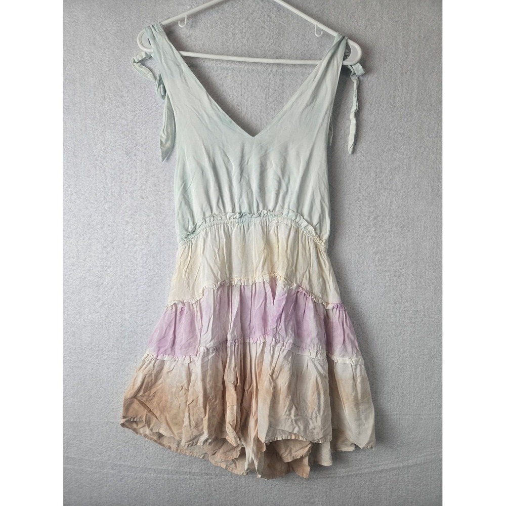 The Impeccable Pig Womens Tiered Romper Dress S 100% Rayon Pastel Babydoll - Picture 6 of 6